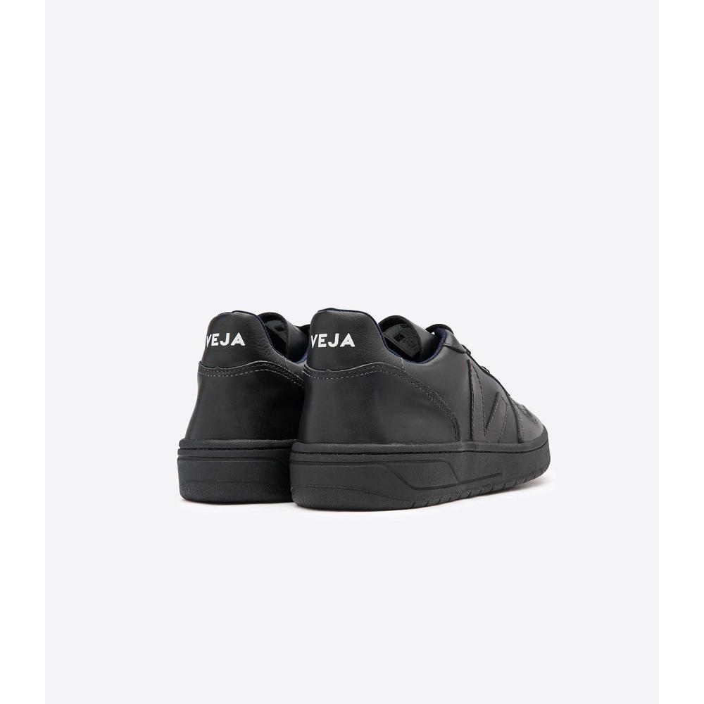 Veja V-10 LEATHER Women's Sneakers Black | NZ 648GSO